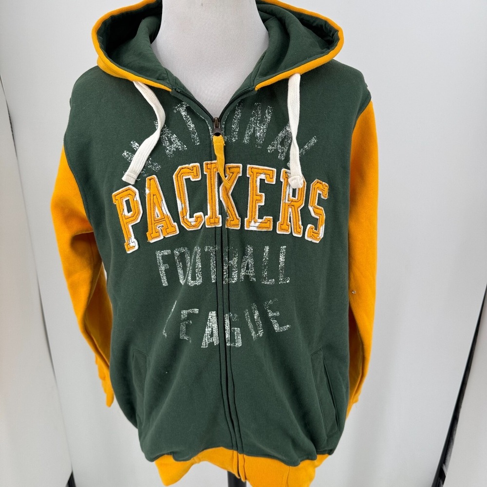 NEW NFL Team Apparel Green Bay Packers Jacket MENS Green Gold Full Zip Hooded M
